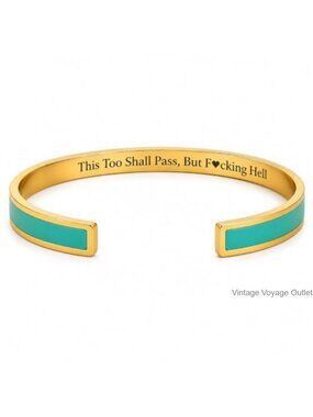 This Too Shall Pass Cuff Bracelet Engraved Inspirational Motivational Bangle